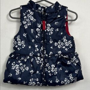 Nautica Navy and white floral puffer vest zip up size 18 months